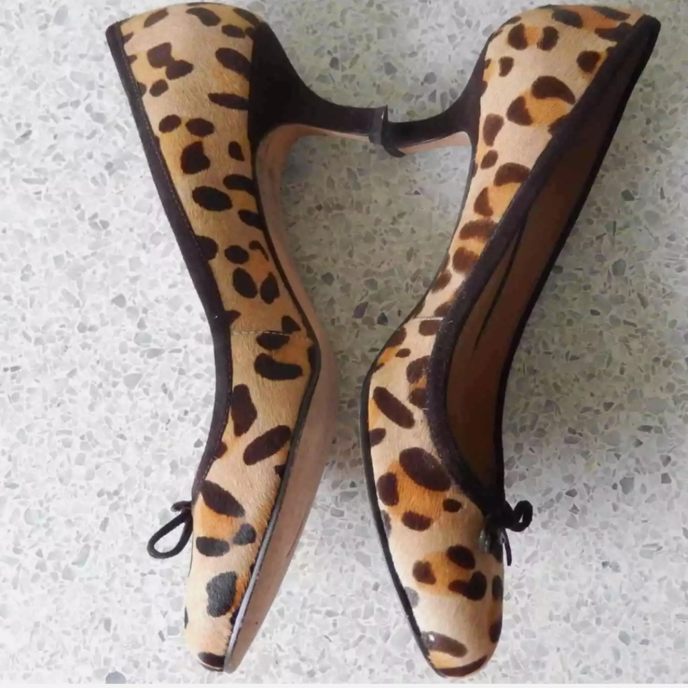 Boutique 9 Calf Hair Leopard Print Kitten Shoes